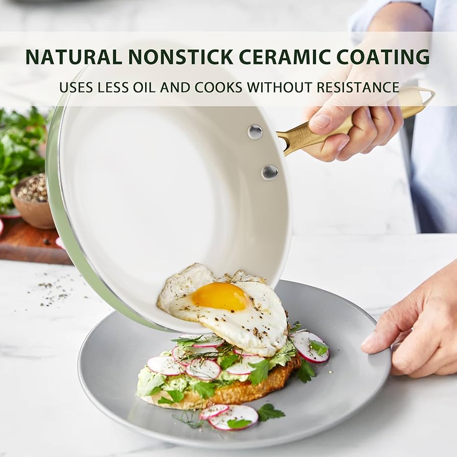 Pots and Pans Set Non Stick - Ceramic Cookware Set with Cooking Utensils Set, Non Toxic Kitchen Cookware Sets