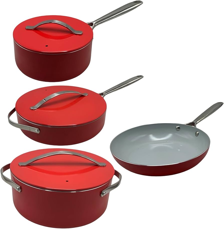Pot Set 7pc Ceramic Coated Aluminium Italiano Collection