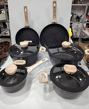 Non Stick Pots and Pans Set – Kitchen Cookware Set with Lid – Induction Hob Pots Set – 10pc Non Stick Cooking Set