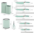 Cooking Utensils Set - 19 Piece Set with 11 Spatulas, 6 Sharp Knives, Silicone Utensils & Cutting Board