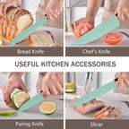 Cooking Utensils Set - 19 Piece Set with 11 Spatulas, 6 Sharp Knives, Silicone Utensils & Cutting Board