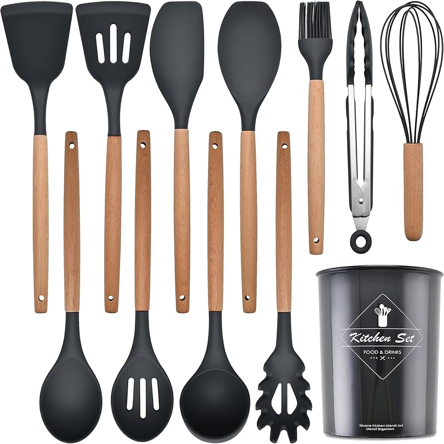 Kitchen Cooking Utensils Set, 12-piece Silicone Kitchen Utensils Set Non-stick Cookware set Is Heat-resistant, BPA-Free, Kitchen Tools set, spoon,spatula