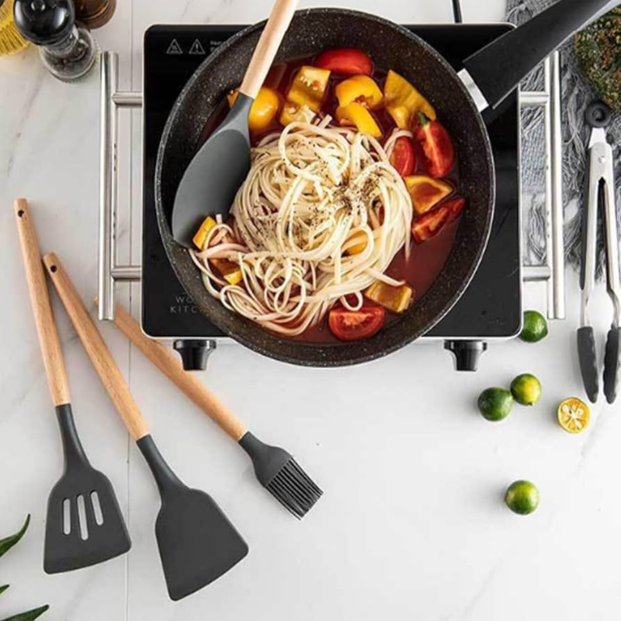 Kitchen Cooking Utensils Set, 12-piece Silicone Kitchen Utensils Set Non-stick Cookware set Is Heat-resistant, BPA-Free, Kitchen Tools set, spoon,spatula