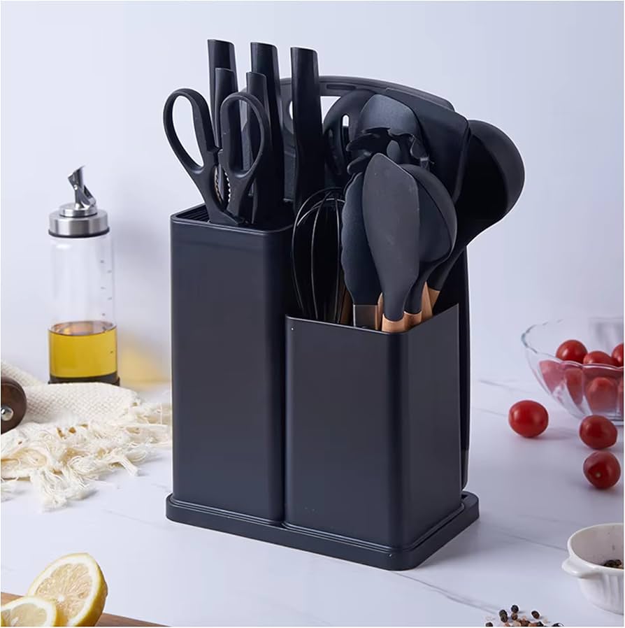 19 PCS Silicone Cooking Utensils Set with Wooden Handle, Heat-Resistant Non Stick Kitchen Utensils Set for Baking, Mixing and Serving, Essentials Kitchen Tools for New Homes and Gifts