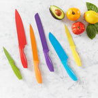 Basics Color-Coded Kitchen 12-Piece Knife Set, 6 Knives with 6 Blade Guards, Multicolo