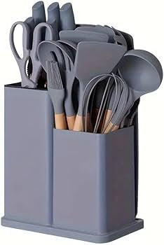 19-Piece Non-Toxic Silicone Cooking Utensils Set with Holder - Heat-Resistant Kitchen Aid Accessories, Non-Stick Silicone Cutlery Set for Kitchen