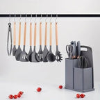 19-Piece Non-Toxic Silicone Cooking Utensils Set with Holder - Heat-Resistant Kitchen Aid Accessories, Non-Stick Silicone Cutlery Set for Kitchen