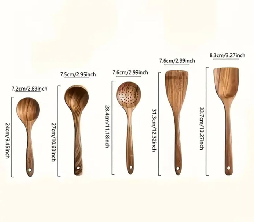 Kitchen Utensil Set, 5pcs Wooden Set